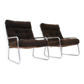 Ensemble de 2 fauteuils chromés vintage Space Age par Gillis Lundgren, années 1970.