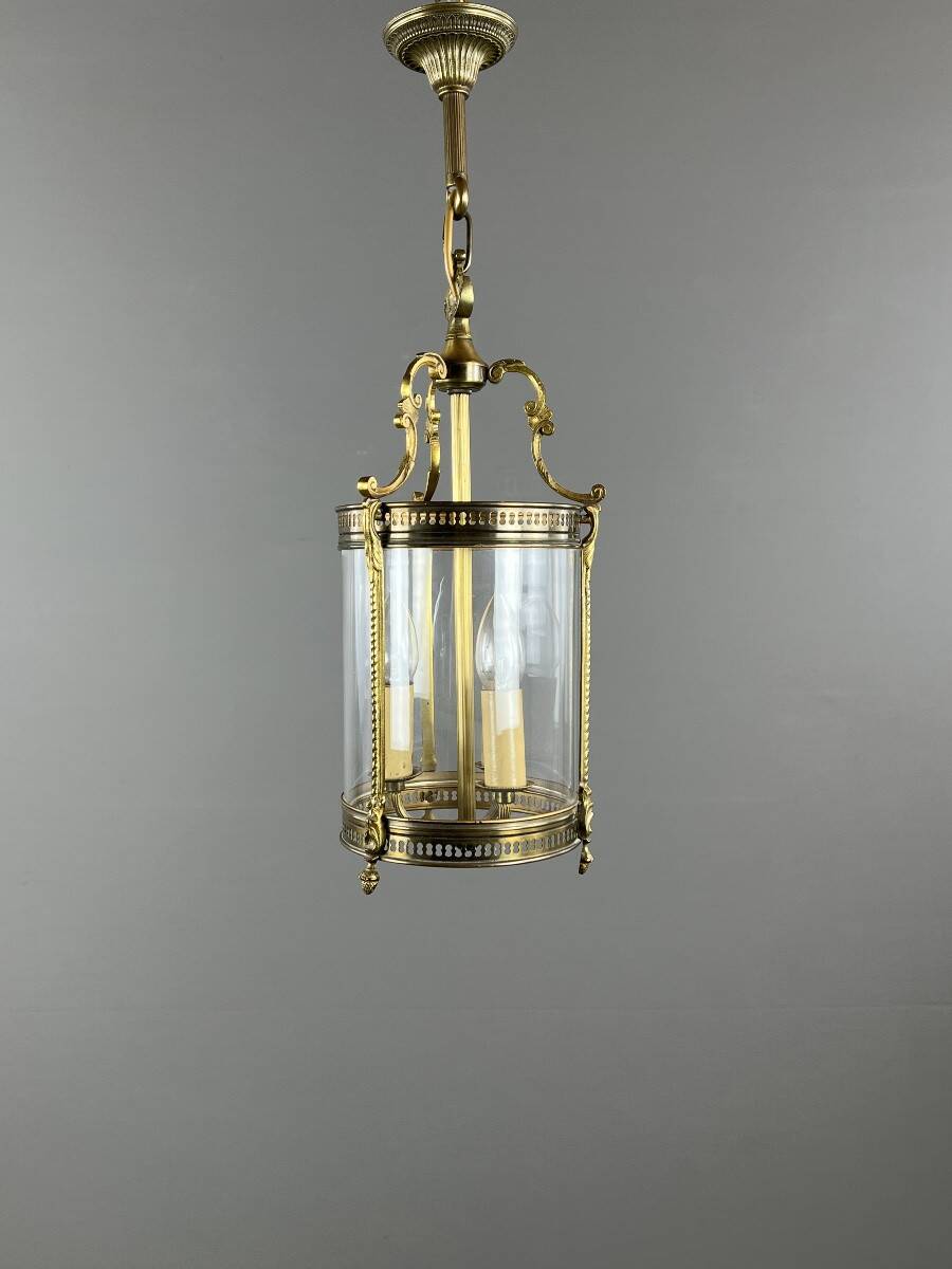 Louis XVI style lantern in bronze and glass, 20th century