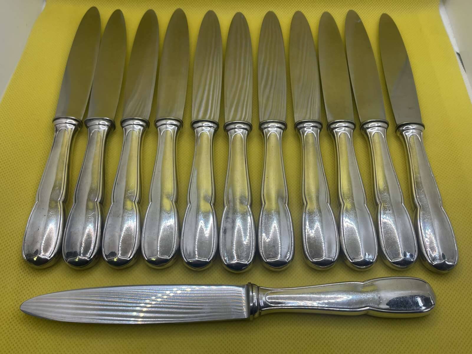 Set of 12 BOULENGER dessert knives in silver metal