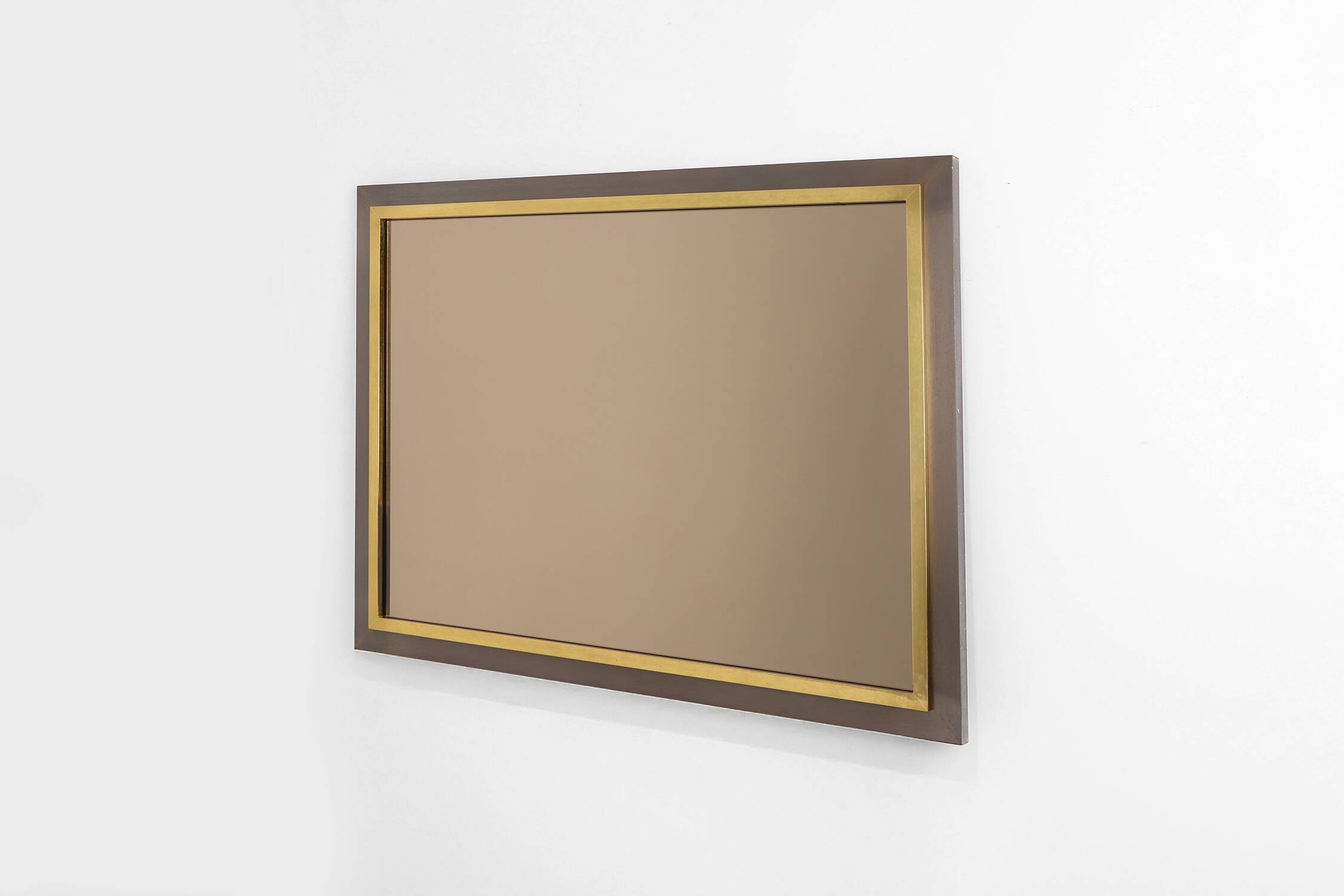 Belgian Mid-Century Belgo Chrome Mirror in Copper and Fumé Glass, 1980s