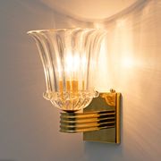 Attributed to Barovier & Toso Brass and Pulegoso Murano Glass Sconces, Pair