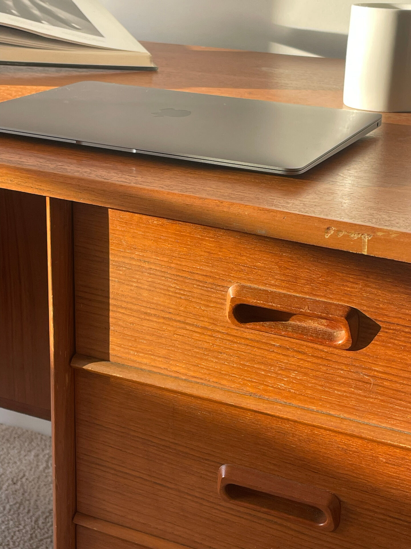 Vintage double-sided Danish teak desk