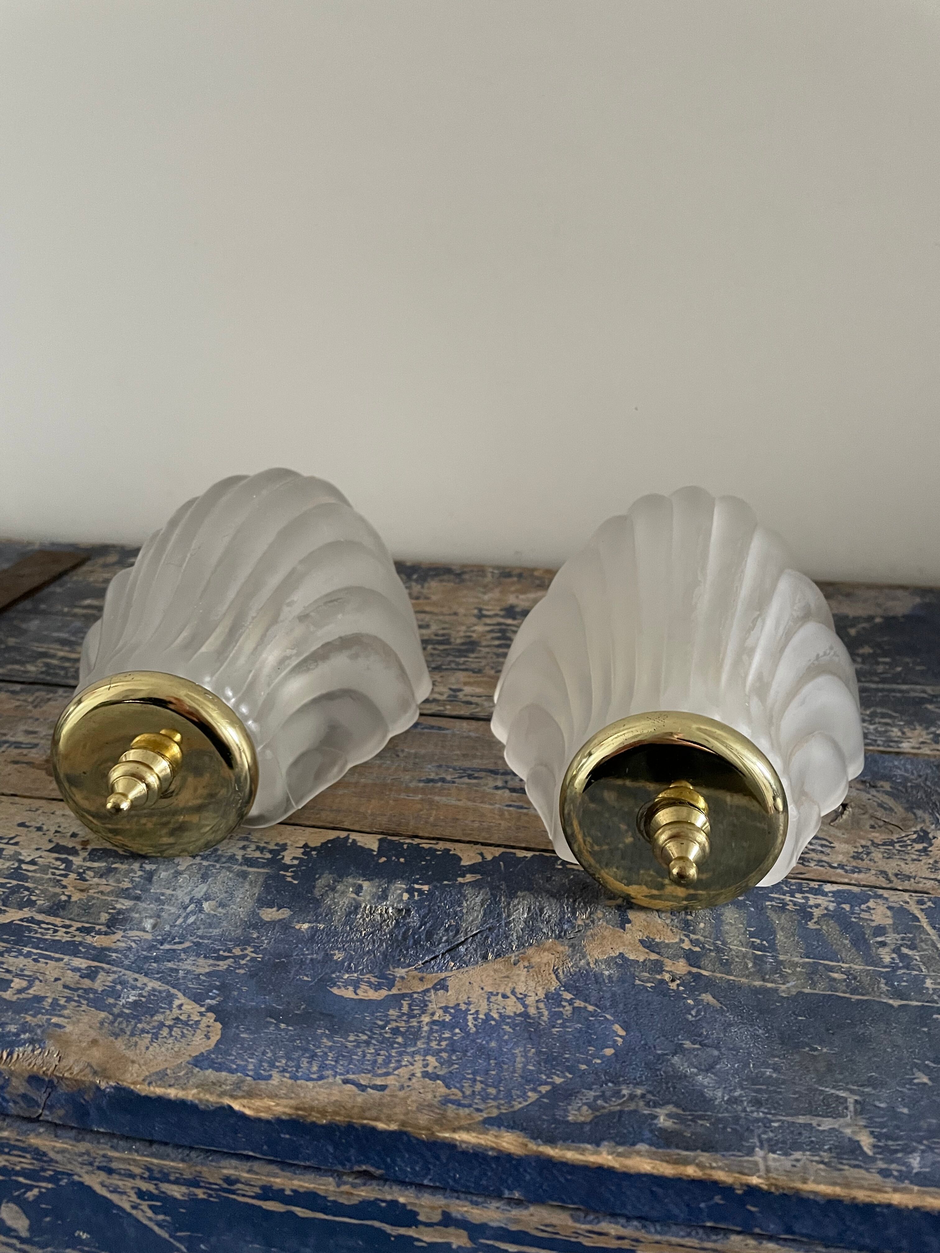 Pair of shell appliques or glass paste shells