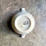 Pot à sucre, bocal Digoin Sarreguemines en faïence blanche et bleue, service "Copenhague" - début XX