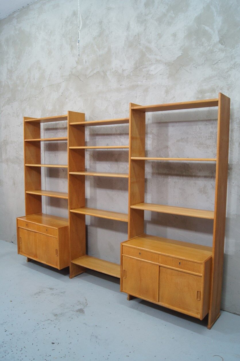 Scandinavian oak modular wall unit, 1960s
