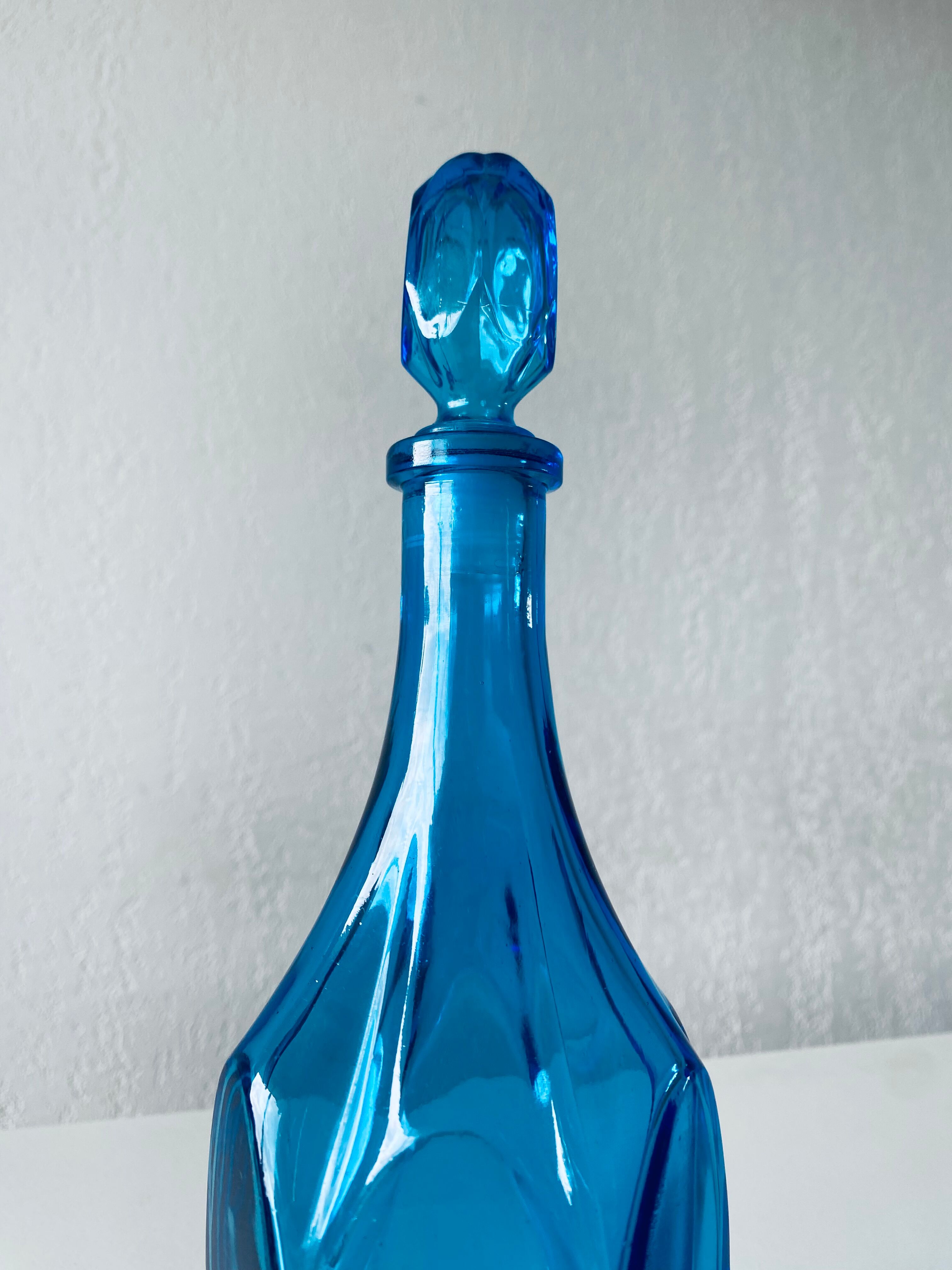 Blue glass decanter