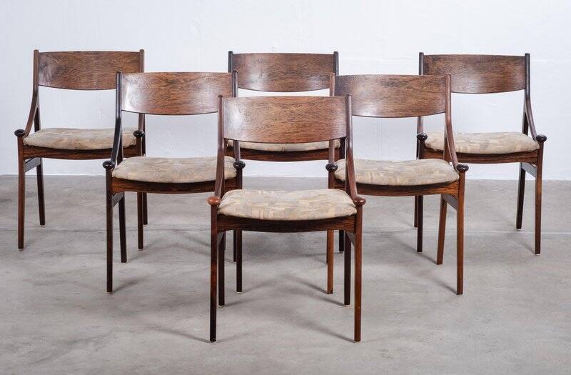 Dining Chairs in Rosewood by Vestervig Erikson for Brdr. Tromborg, 1960s, Set of 6