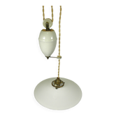 "Rise and fall" pendant light in opaline and porcelain
