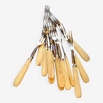 Set of 12 horn handle forks