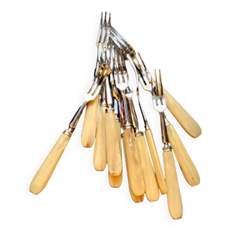 Set of 12 horn handle forks