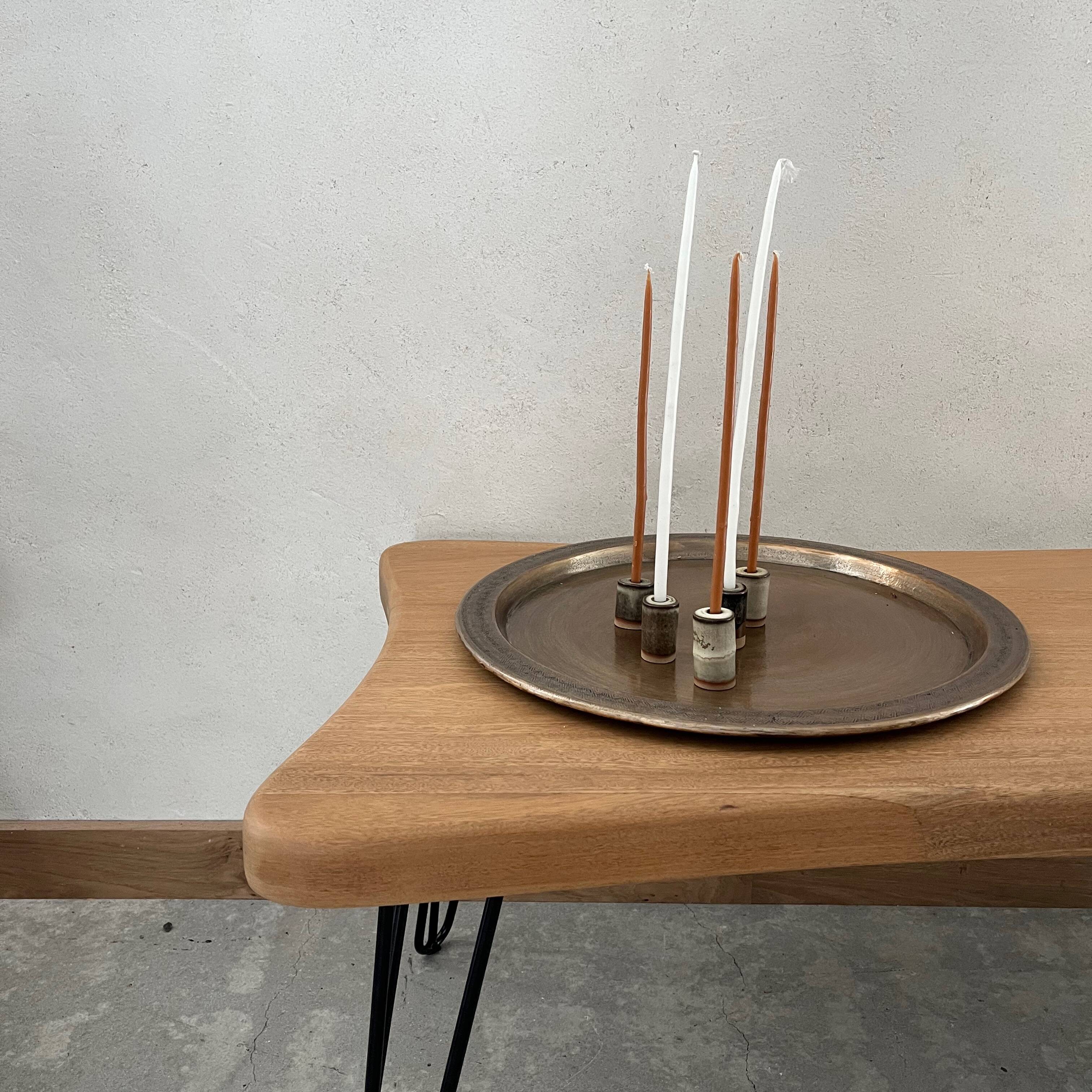 Wooden coffee table with metal legs