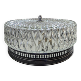 Old silver ceiling light with diamond glass 1960 Haussmannian 30 cm