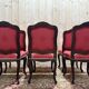 Set of 6 Louis XV style chairs in walnut and brass.