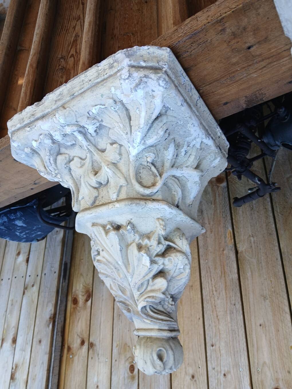 Sellette, corbeau, console murale (petit) en stuc ornement feuilles