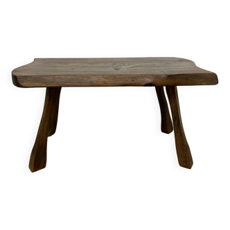 Table d'appoint brutaliste en bois massif, années 1970