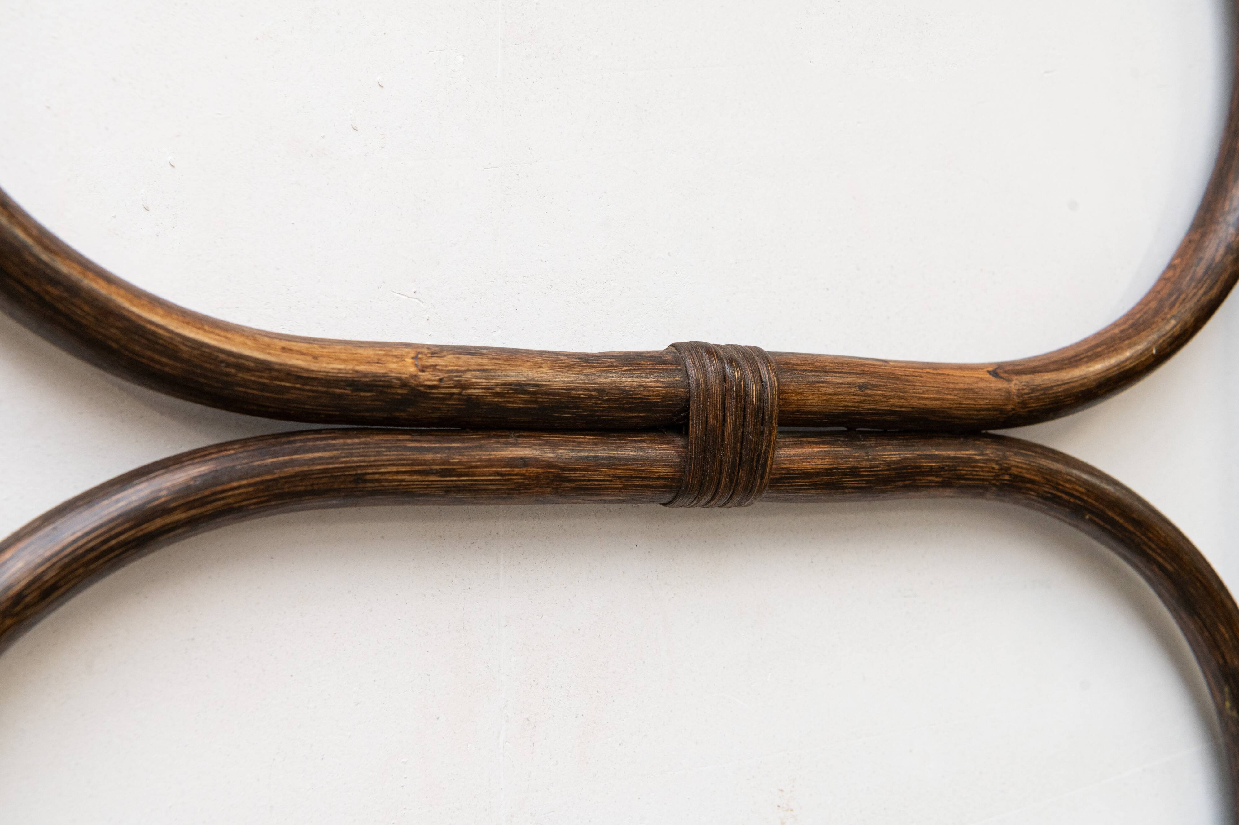 Set of two vintage coat racks in bamboo and rattan