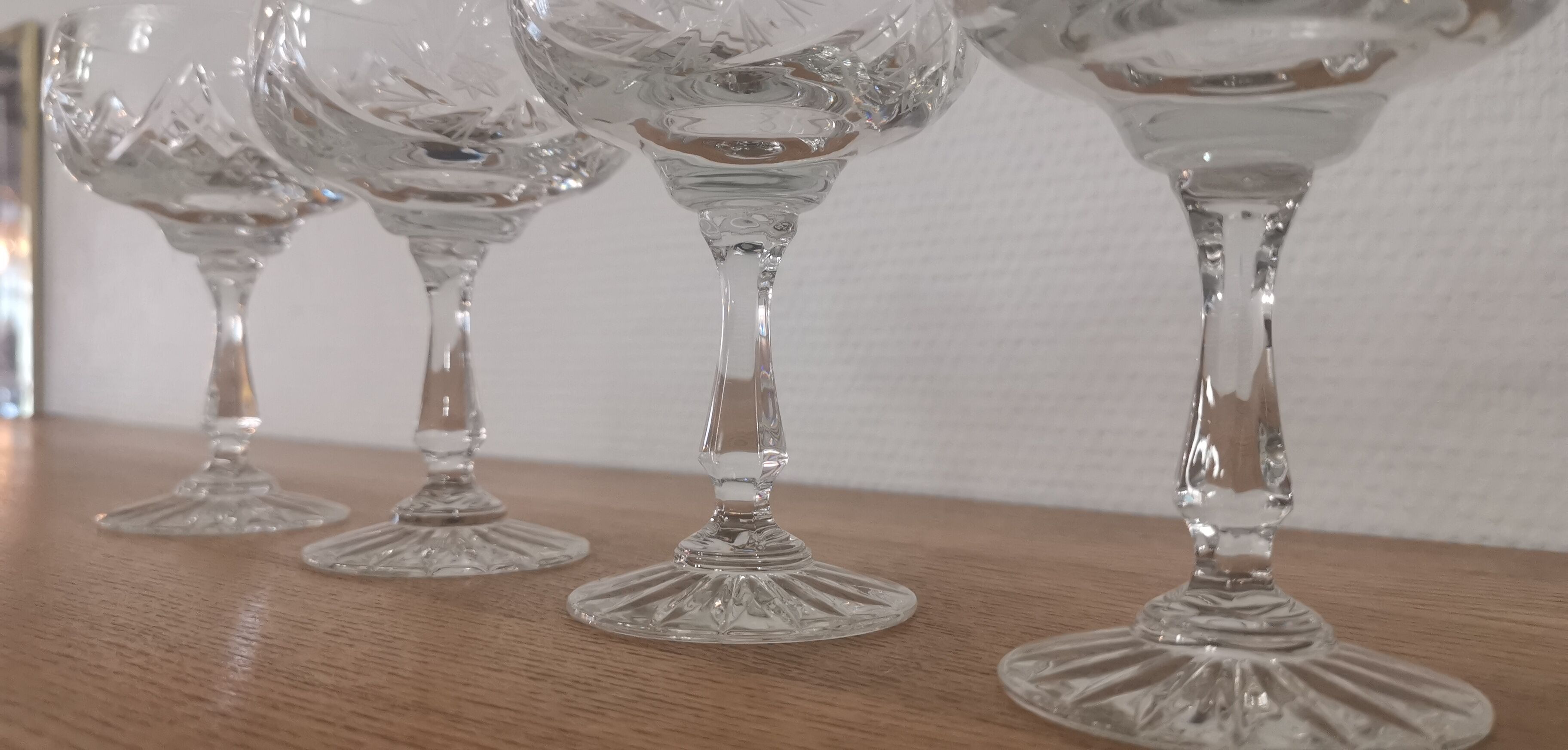 Cut crystal champagne glasses