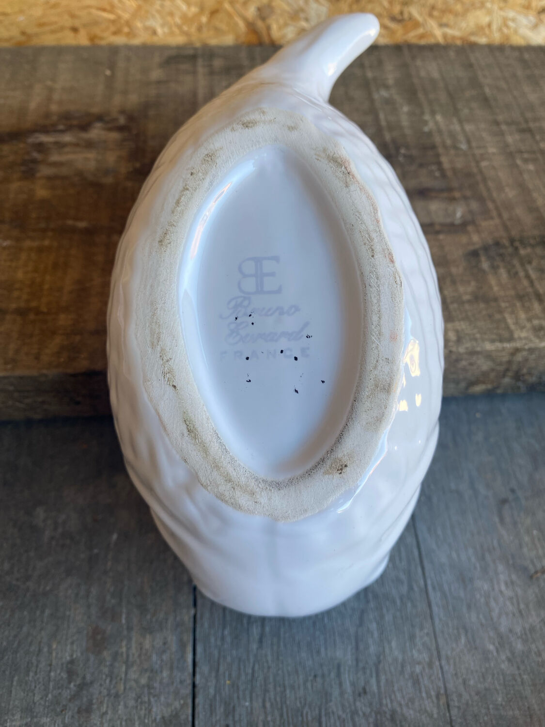 Vintage white ceramic fish sauce boat bruno evrard france