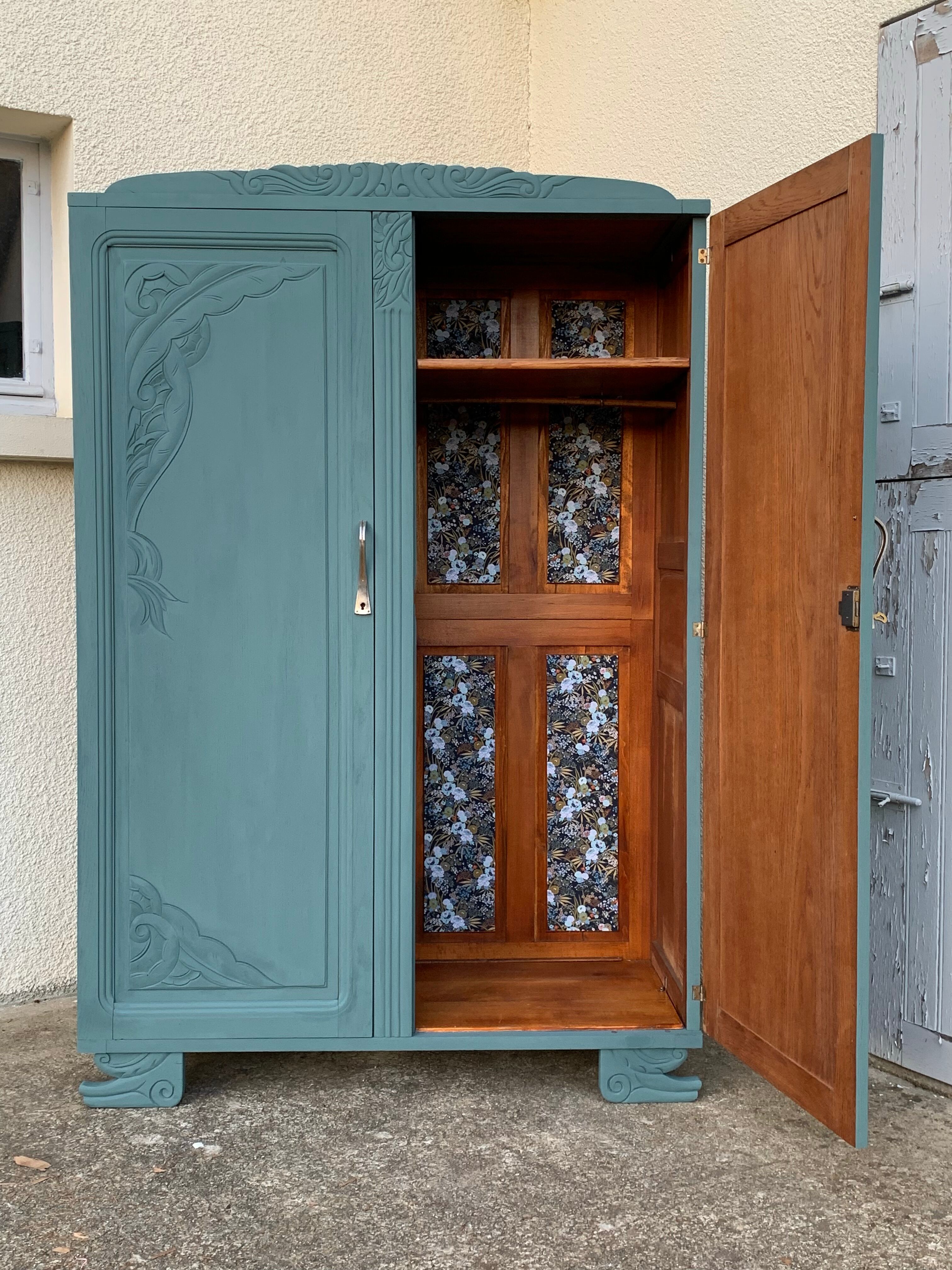 Parisian art deco wardrobe blue gray 1930