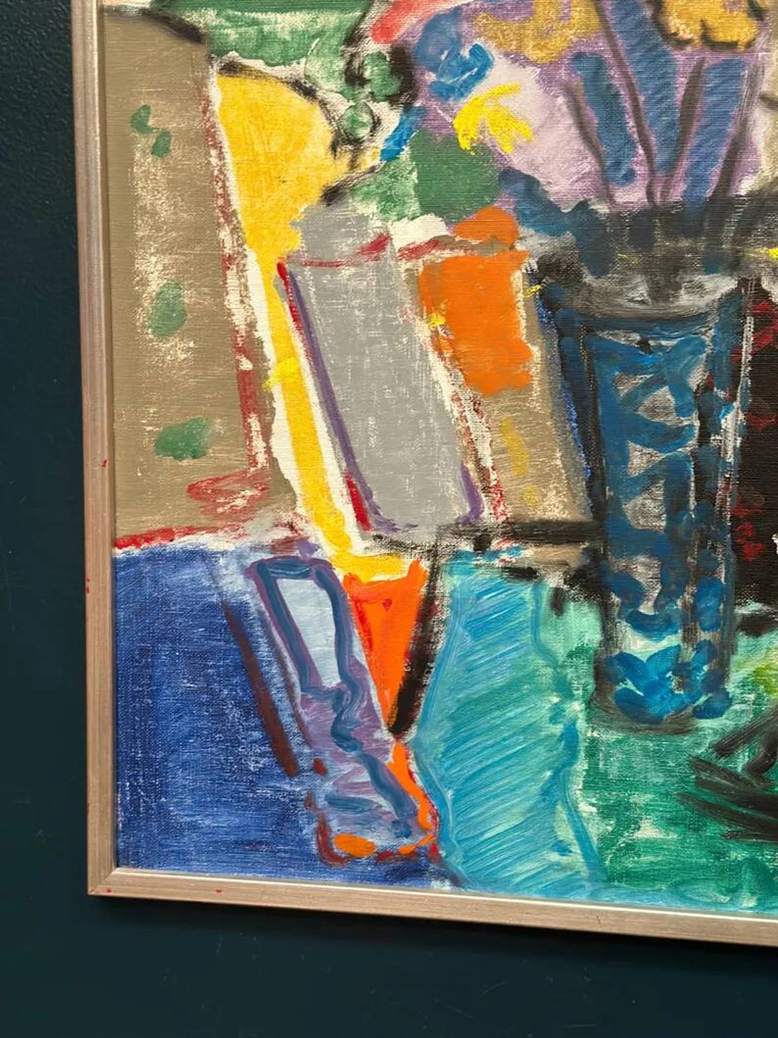 Large Original Swedish Oil on Canvas – “Still Life with Flowers” by Eric With (1916–2000) – Signed – Vintage & Framed – 89×70.5cm