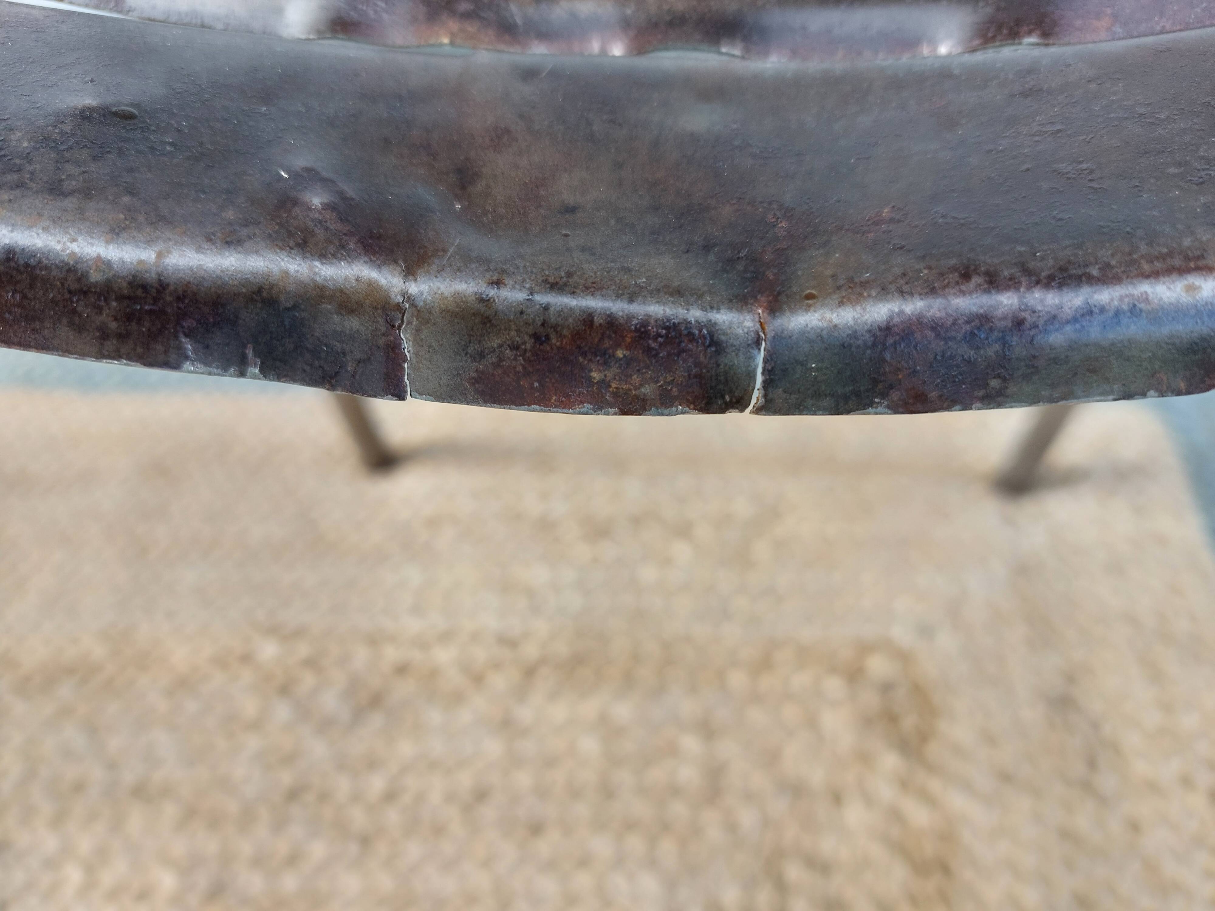 3 metal chairs, Tolix style