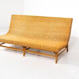 Mid-Century Modern Wicker Bench, Italy, 1970s