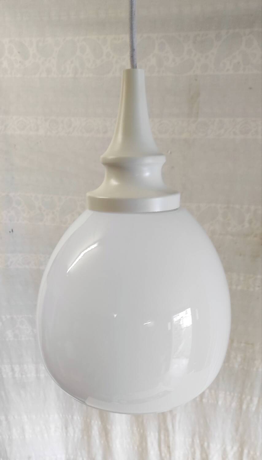 Scandinavian globe opaline suspension style - 1960s/70s