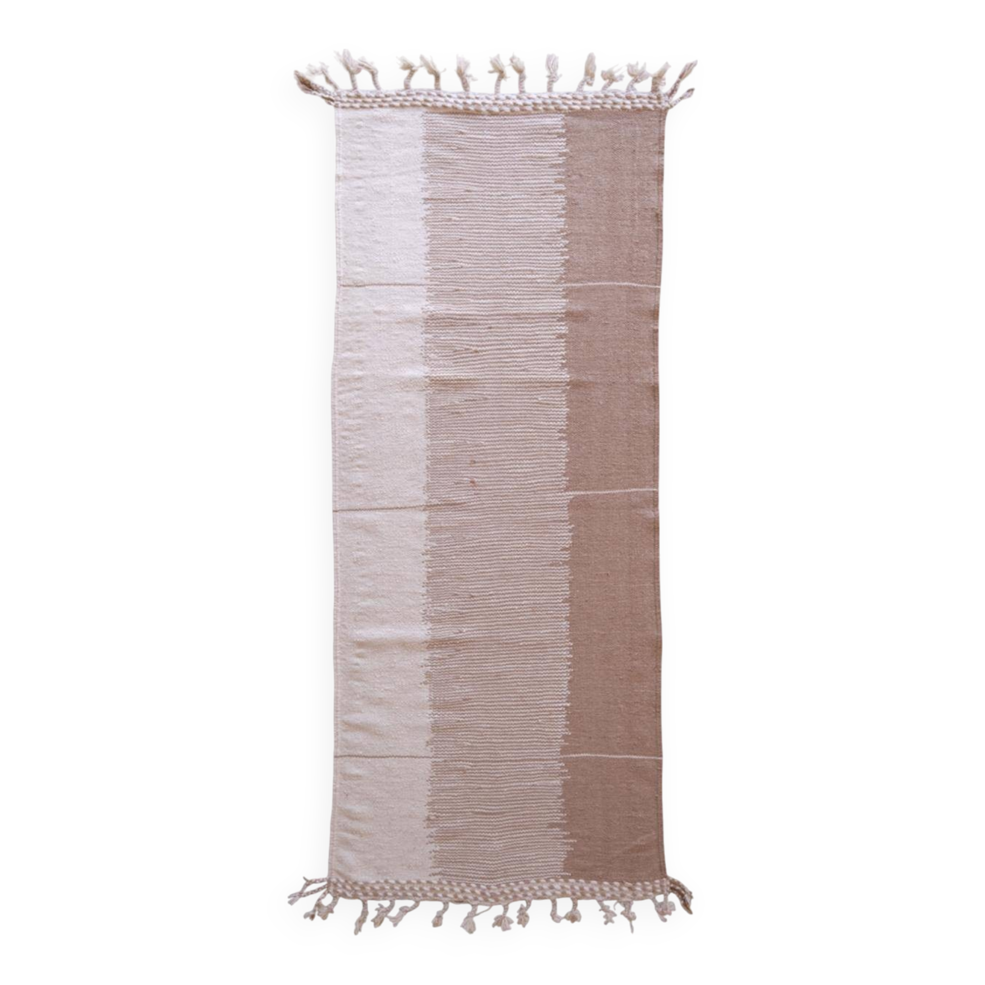 Beige Kilim Rug - 255 x 106 cm