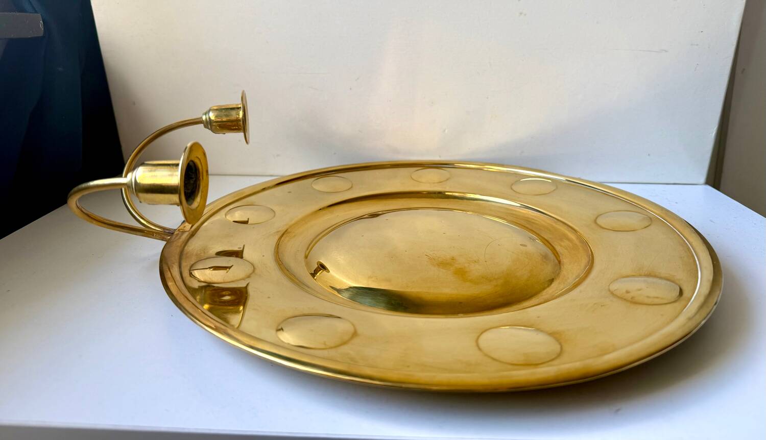 Vintage Wall Double Candle Holder Sconce in Brass