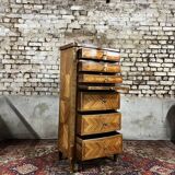 Weekly calendar in louis xv style marquetry stamped from maison gouffé in paris