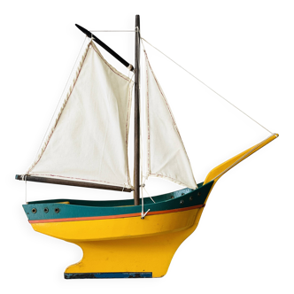 Wooden sailboat, old toy