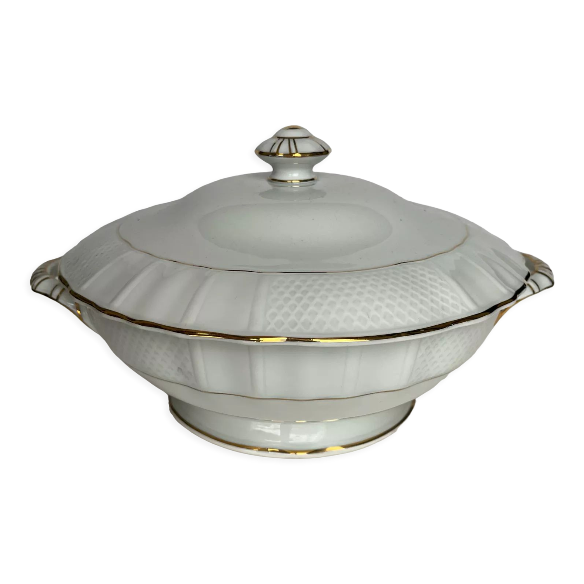 White Limoges porcelain tureen