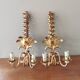 Pair of vintage 70s wall lights in gold metal