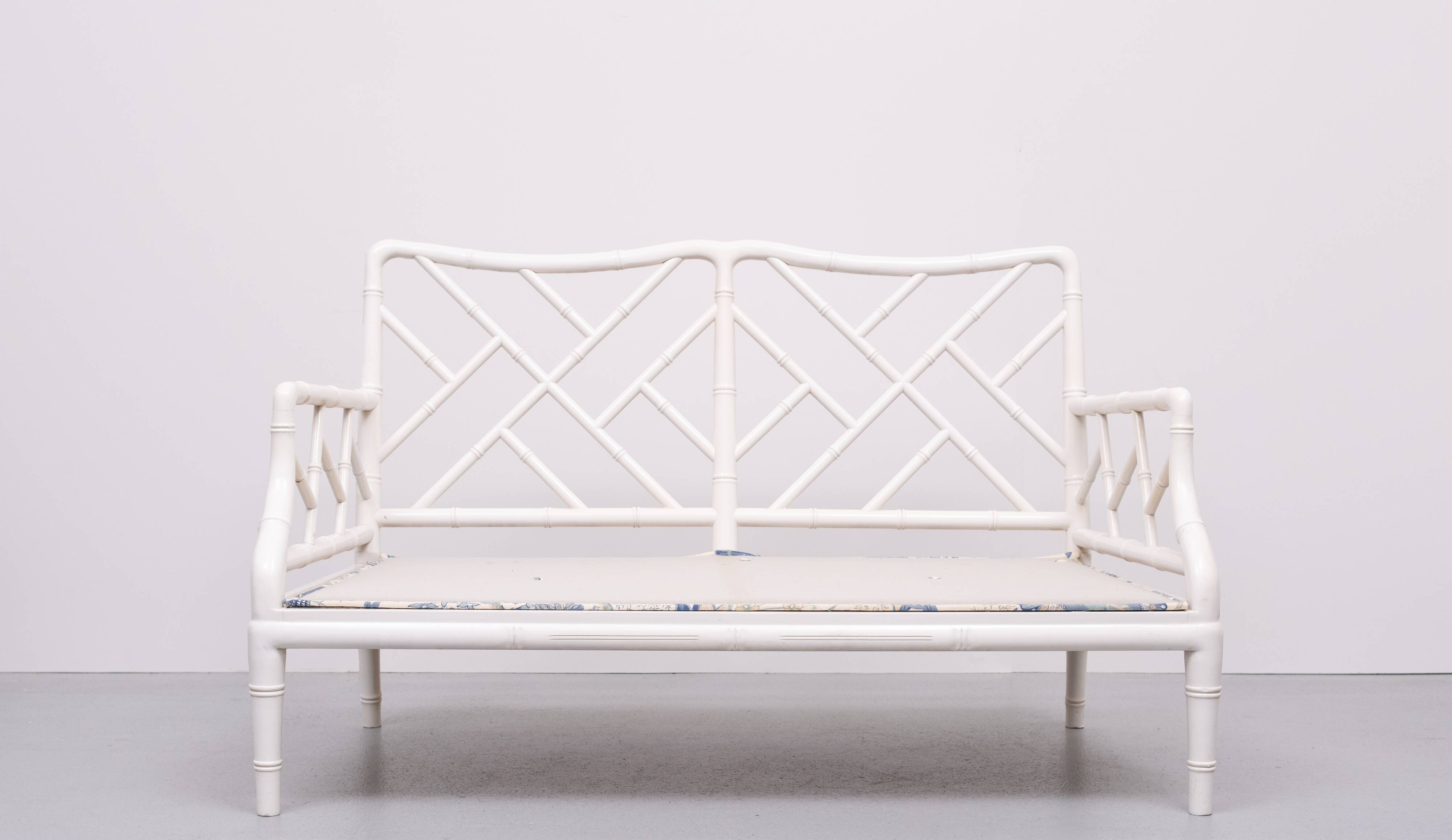 Faux Bamboo Chippendale Two seat Sofa 1970s France