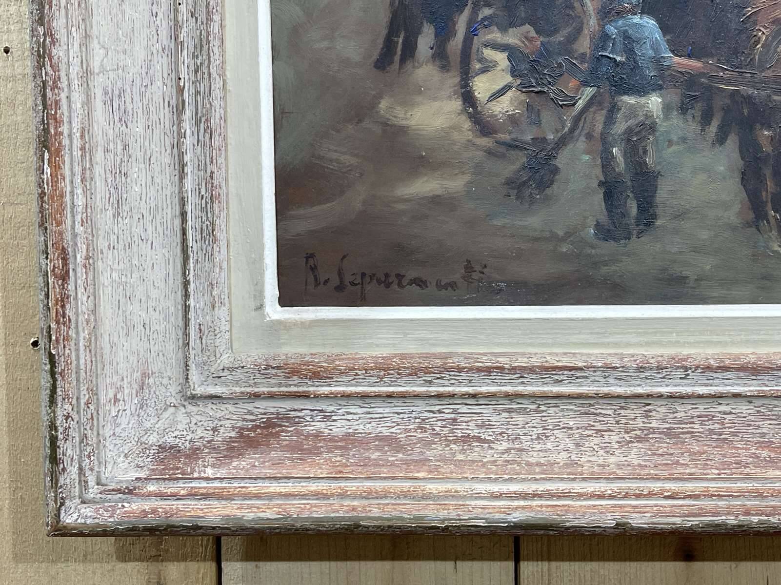 Oil on panel by Robert Leparmentier - The port of Paimpol in the fog