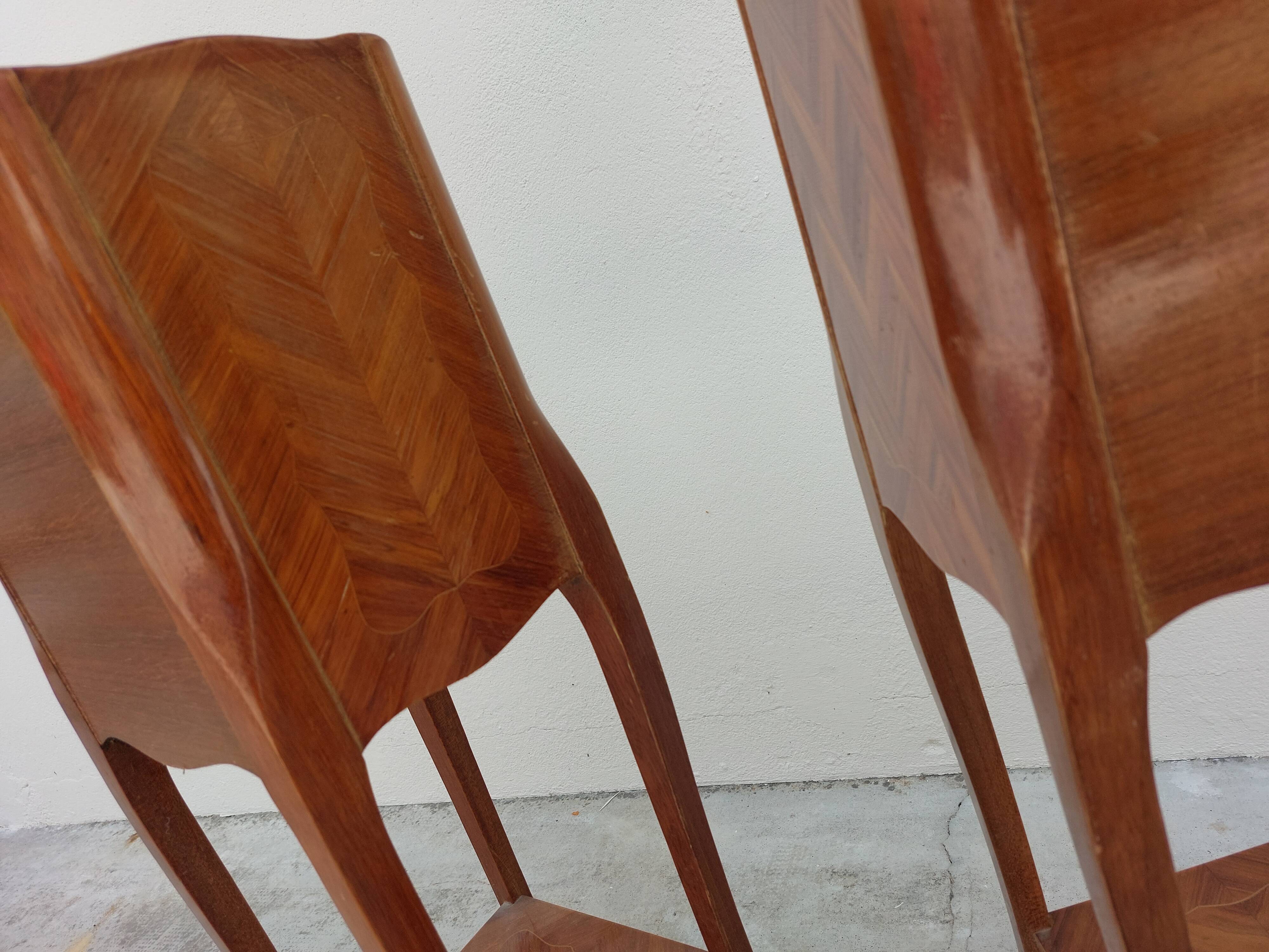Pair of louis XV bedside tables in rosewood marquetry