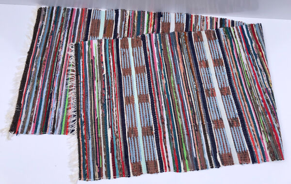 Suédois contemporain tissé à la main coton grand artisanat multicolore chiffon tapis