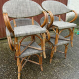 Lot of 4 chairs terrace bistro type "Parisian" brown and beige