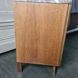 Pair of retro marble and wood bedside tables