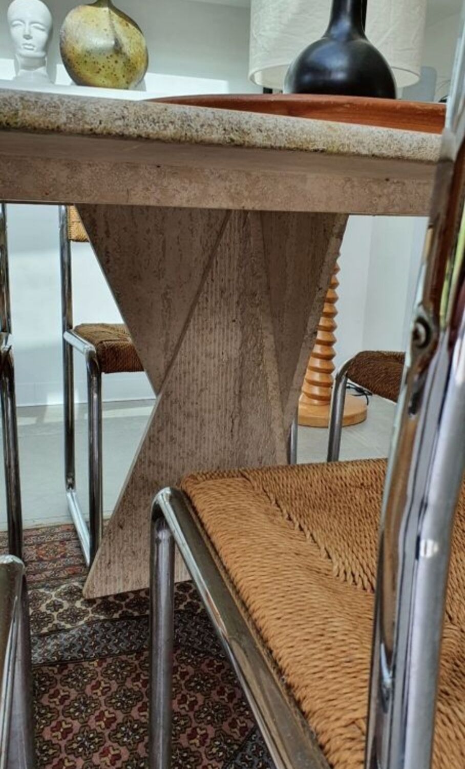 80s travertine dining table