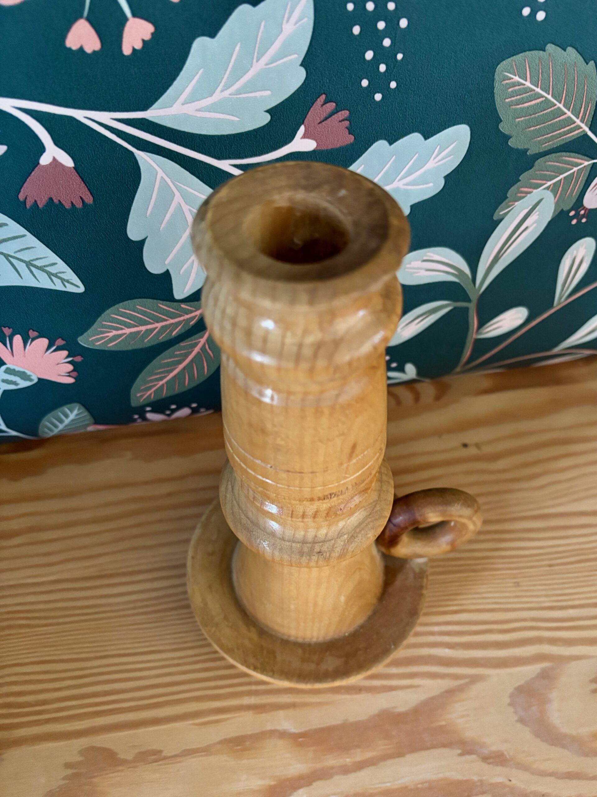 Vintage wooden turned candle holder