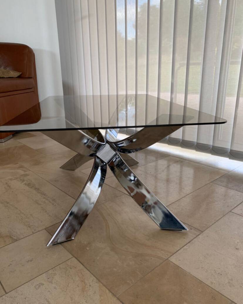 Vintage 70s chrome/glass coffee table