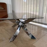 Vintage 70s chrome/glass coffee table