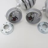 Pair of brushed aluminum Mercury wall lights by Eglo 90s