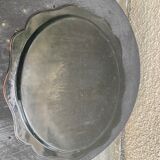 Bohemian and folkloric tray hand-painted flowers on a black metal background