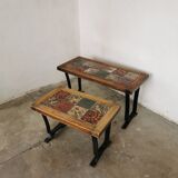Pair of ceramic and metal nesting tables 1970