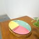 Pastel color bowls set in rattan basket vintage