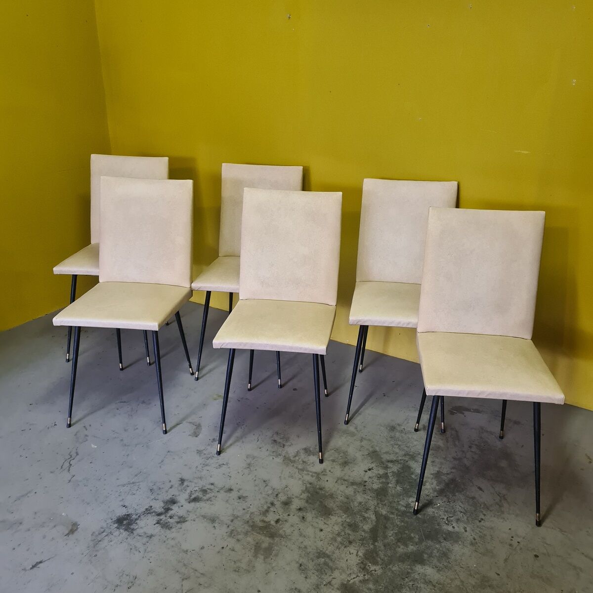 Set Of 6 Vintage French Dining Chairs, from the 1950s.