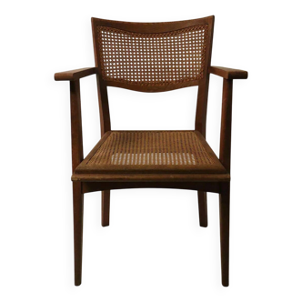 Vintage cane and wood armchair