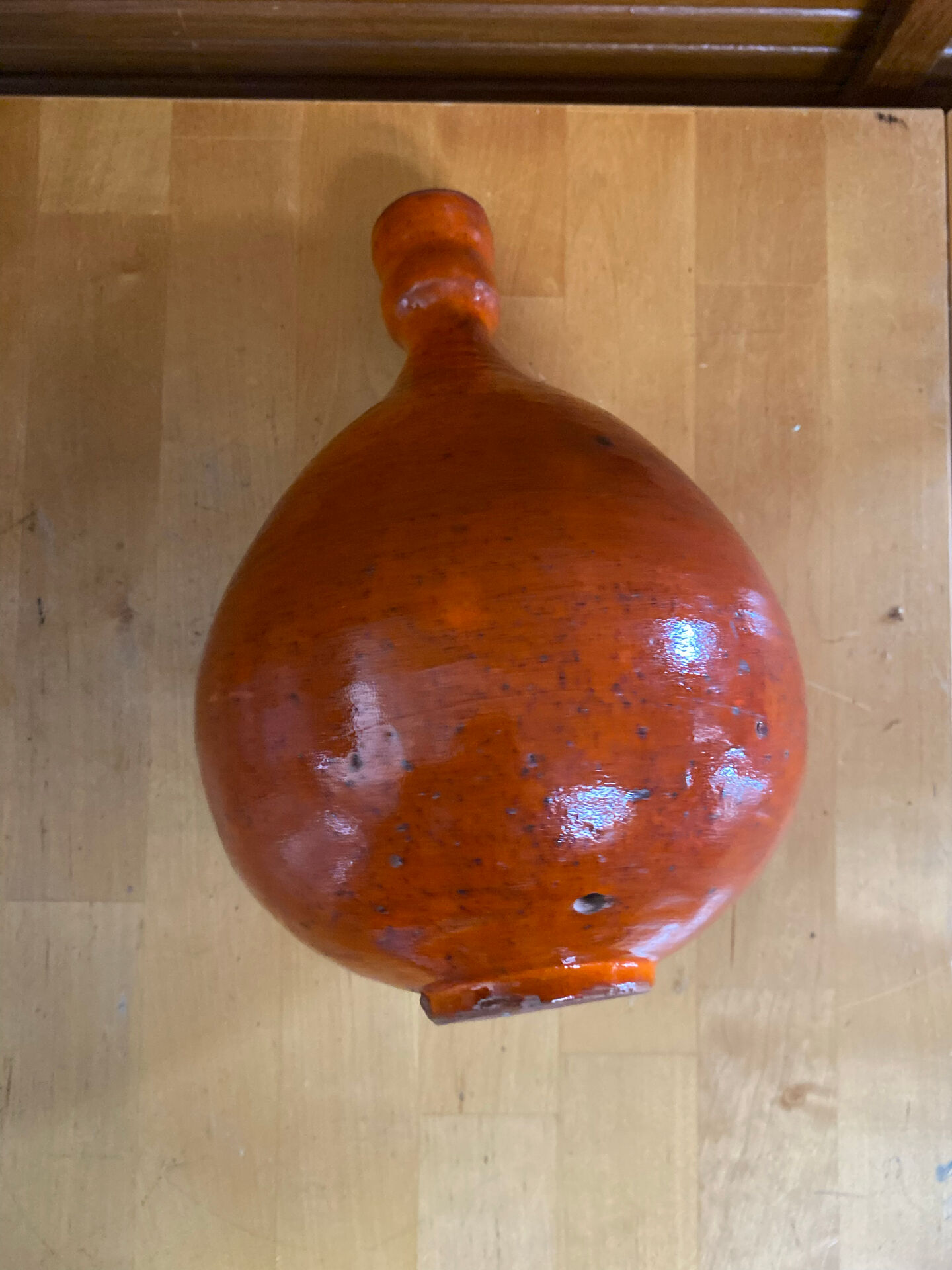 Old lamp base vallauris terracotta orange glazes vintage #e4